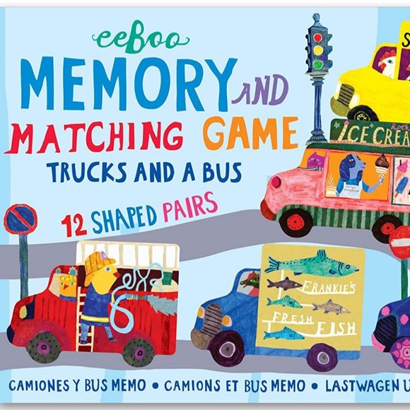 eeBoo Trucks and a Bus Little Memory Matching Game - Picture 1 of 2